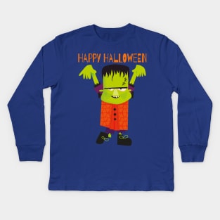 Happy Halloween Kids Colorful Fun Monster Kids Long Sleeve T-Shirt